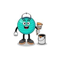 Character mascot of exercise ball as a painter vector