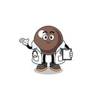 Cartoon mascot of tapioca pearl doctor vector