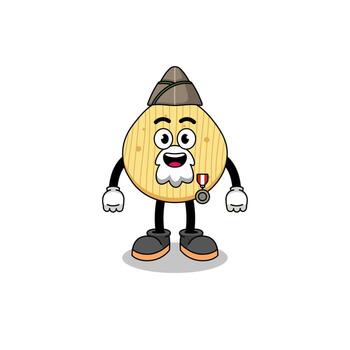 personaje de dibujos animados de papas fritas como veterano vector