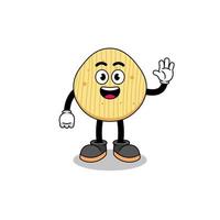 potato chip cartoon doing wave hand gesture vector