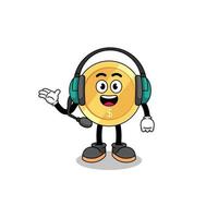 Mascot Illustration of dollar coin as a customer services vector