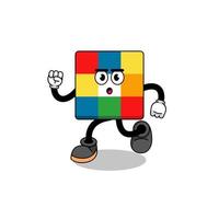 running cube puzzle mascot illustration vector