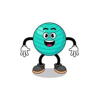exercise ball cartoon with surprised gesture vector