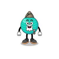 Character cartoon of exercise ball as a veteran vector