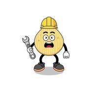 Character Illustration of potato chip with 404 error vector