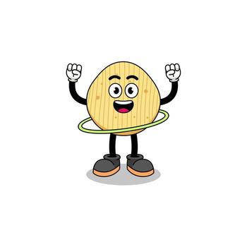ilustración de personaje de papas fritas jugando hula hoop vector