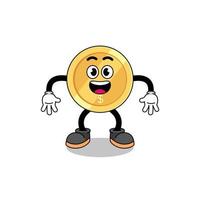 dollar coin cartoon with surprised gesture vector