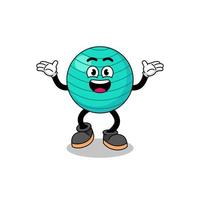 exercise ball cartoon searching with happy gesture vector