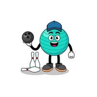 Mascot of exercise ball as a bowling player vector