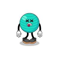 exercise ball mascot illustration is dead vector