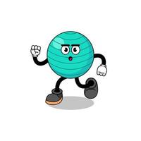 ilustración de mascota de pelota de ejercicio corriendo vector