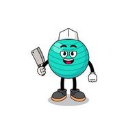 Mascot of exercise ball as a butcher vector