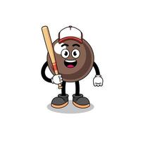 caricatura de la mascota de la perla de tapioca como jugador de béisbol vector