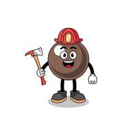 Cartoon mascot of tapioca pearl firefighter vector