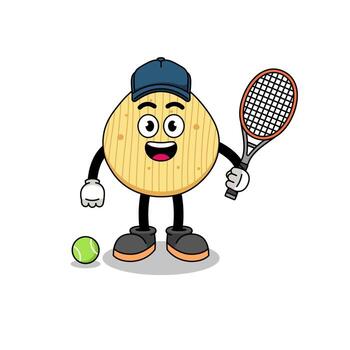 ilustración de papas fritas como jugador de tenis vector