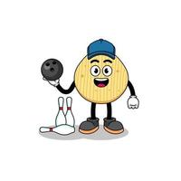 Mascot of potato chip as a bowling player vector