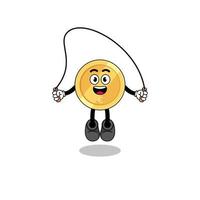 euro coin mascot cartoon is playing skipping rope vector