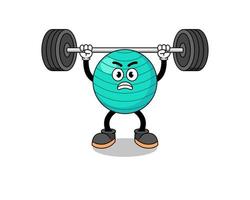 exercise ball mascot cartoon lifting a barbell vector