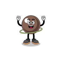 Character Illustration of tapioca pearl playing hula hoop vector