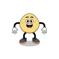 potato chip cartoon with surprised gesture vector