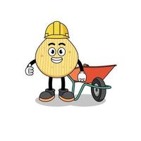 potato chip cartoon as a contractor vector