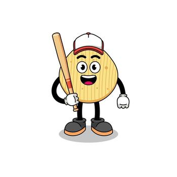 caricatura de mascota de papas fritas como jugador de béisbol vector