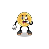 Character Illustration of dollar coin with tongue sticking out vector