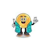 Illustration of euro coin mascot as a dentist vector