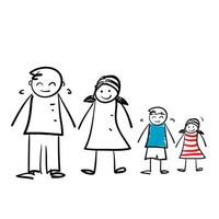 hand drawn doodle family icon illustration vector