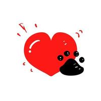 hand drawn doodle paw love icon illustration vector isolated