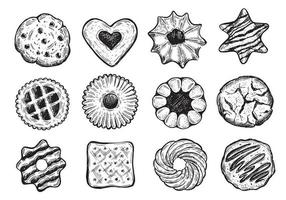 Cookie set hand drawn illustration. Vector. vector