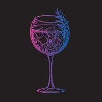 Alcoholic cocktails, hand drawn illustrations. vector