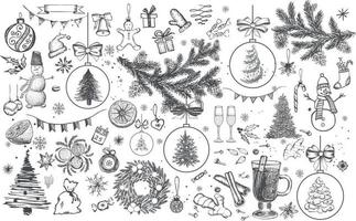 Christmas pattern in sketch style. Hand drawn illustration. vector