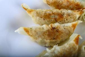 Japanese dumplings on plate photo