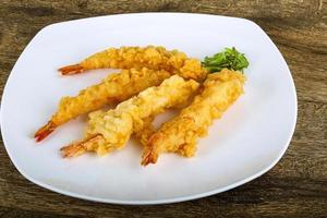 Prawn tempura on plate photo