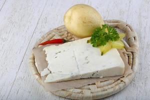 Gorgonzola cheese with pear photo