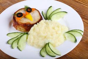 Kids style cutlet with mushed potato photo