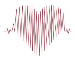 Heart pulse - a curved red line on a white background cardiogram in the form of a heart - Vector