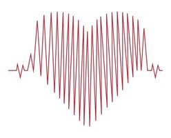 pulso cardíaco - una línea roja curva en un cardiograma de fondo blanco en forma de corazón - vector