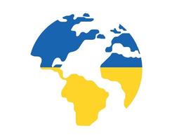 Ukraine Flag Emblem World Map National Europe Abstract Symbol Vector illustration Design