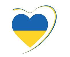 Ukraine Ribbon Heart Flag Emblem National Europe Abstract Symbol Vector illustration Design