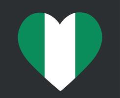 bandera de nigeria emblema nacional de áfrica icono del corazón ilustración vectorial elemento de diseño abstracto vector