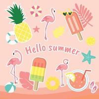 Set of pastel summer element icons vector