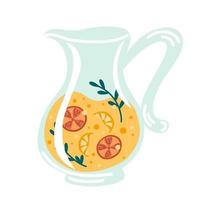 Lemonade. Concept detox drink, drinking water in a thermos, glass bottle. Ice water. Refreshing summer drink. Healthy lifestyle daily habits, wellness, morning rituals. Vector illustration