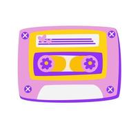 Audio cassette. Music. Cassettes with Retro Vintage magnetic tape. Love songs, relax, rock, hits of the nineties. Vector hand draw illustration isolated on white background