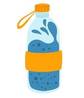 botella de agua. bebida de desintoxicación conceptual, agua potable en un termo, botella de vidrio. agua congelada. bebida refrescante de verano. hábitos diarios de estilo de vida saludable, bienestar, rituales matutinos. ilustración vectorial vector