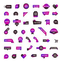 Vector stickers, price tag, banner, label. Coupon sale, offers and promotions vector template. Shop price tag, retail, commerce, business