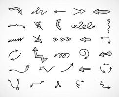 Vector set of hand drawn arrows, elements for presentation