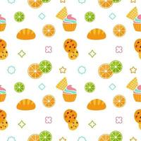Abstract background from food icons, pattern, geometric seamless texture vector