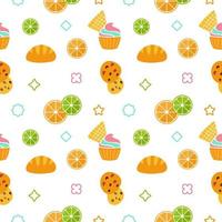 Abstract background from food icons, pattern, geometric seamless texture vector
